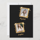 金ゴールドスターエレガントダブルジョイント誕生日2写真 招待状 (裏面)