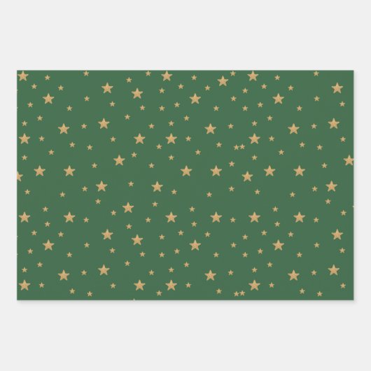 金ゴールドスターエレガントファンタスティックホリデーレッドブルーグリーン ラッピングペーパーシート (正面3)