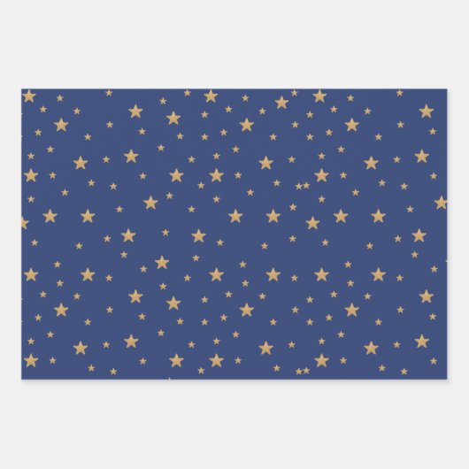 金ゴールドスターエレガントファンタスティックホリデーレッドブルーグリーン ラッピングペーパーシート (正面2)