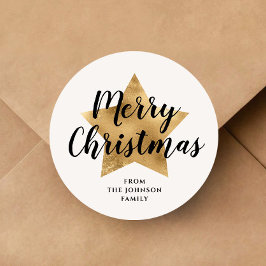 金ゴールドスターエレガントメリークリスマス ラウンドシール