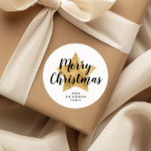 金ゴールドスターエレガントメリークリスマス ラウンドシール