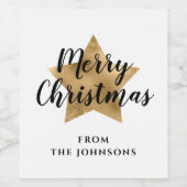 金ゴールドスターエレガントメリークリスマス ワインラベル (シングルラベル)