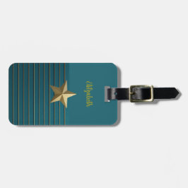金ゴールドスターオンティール（緑がかった色）ラゲッジタグ ラゲッジタグ