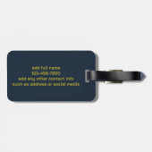 金ゴールドスターオンネイビーブルーラゲッジタグ ラゲッジタグ (裏面横)