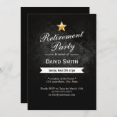 金ゴールドスターグランジダーク退職パーティの招待状 招待状 (正面/裏面)
