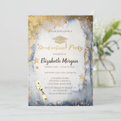 金ゴールドスターグリッターグラッドキャップウォーターカラー 招待状 (スタンド正面)