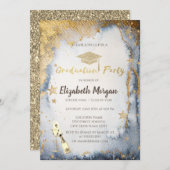 金ゴールドスターグリッターグラッドキャップウォーターカラー 招待状 (正面/裏面)