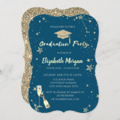 金ゴールドスターグリッターグラッドキャップ 招待状 (正面/裏面)