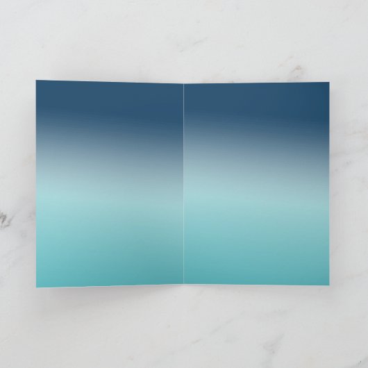 金ゴールドスターズアクアブルーグラデーションパーソナライズされた引用文 カード (内部)