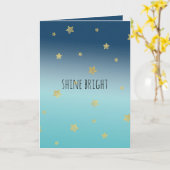 金ゴールドスターズアクアブルーグラデーションパーソナライズされた引用文 カード (黄色い花)