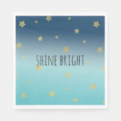 金ゴールドスターズアクアブルーグラデーションパーソナライズされた引用文 スタンダードランチョンナプキン (正面)