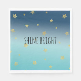 金ゴールドスターズアクアブルーグラデーションパーソナライズされた引用文 スタンダードランチョンナプキン