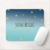 金ゴールドスターズアクアブルーグラデーションパーソナライズされた引用文 マウスパッド (マウス)