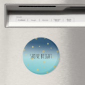 金ゴールドスターズアクアブルーグラデーションパーソナライズされた引用文 マグネット (インサイチュ (食洗機))