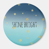 金ゴールドスターズアクアブルーグラデーションパーソナライズされた引用文 マグネット (正面)