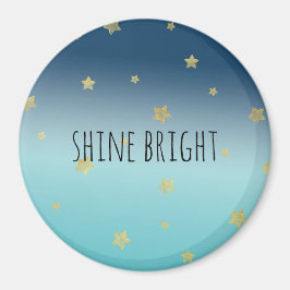 金ゴールドスターズアクアブルーグラデーションパーソナライズされた引用文 マグネット