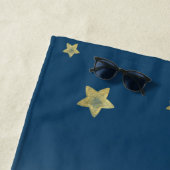 金ゴールドスターズアクアブルーグラデーション ビーチタオル (インサイチュ)