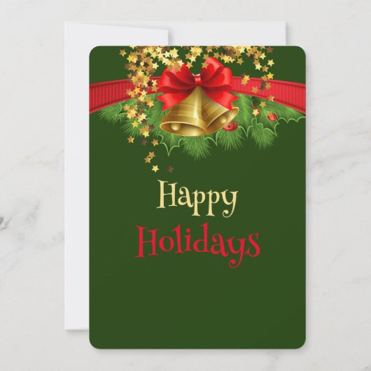 金ゴールドスターズアンドベルズクリスマスパーティの招待状 招待状 (裏面)