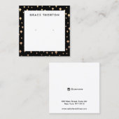 金ゴールドスターズイヤリングブラックジュエリーディスプレイカード スクエア名刺 (正面/裏面)