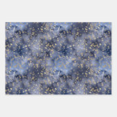 金ゴールドスターズオンネイビーナイトスキー ラッピングペーパーシート (正面3)