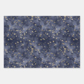 金ゴールドスターズオンネイビーナイトスキー ラッピングペーパーシート (正面)