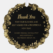 金ゴールドスターズオンブラックビジネスサンキュー オーナメントカード (裏面)