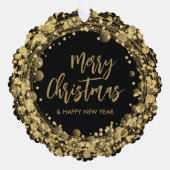 金ゴールドスターズオンブラックビジネスサンキュー オーナメントカード (正面)