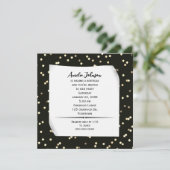 金ゴールドスターズオンブラック誕生日招待状 招待状 (スタンド正面)