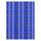 金ゴールドスターズオンブルークリスマス テーブルクロス (正面)