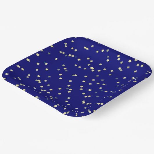 金ゴールドスターズオンブルー ペーパープレート (傾斜あり)