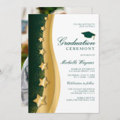 金ゴールドスターズグリーン卒業式&パーティー 招待状 (正面/裏面)