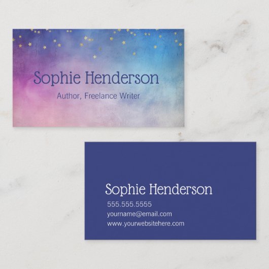 金ゴールドスターズコズミックパープルピンク作家作家 名刺 (正面/裏面)