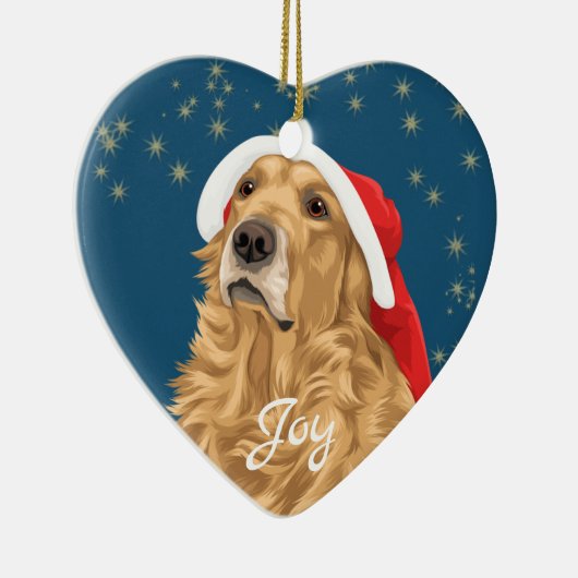 金ゴールドスターズゴールデンレトリーブクリスマス セラミックオーナメント (右)