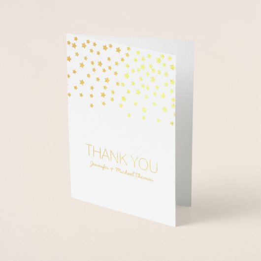金ゴールドスターズサンキューパーソナライズされたカード 箔カード (正面)