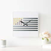 金ゴールドスターズシルバーストライプズ愛国国旗の時計 スクエア壁時計 (ホーム)