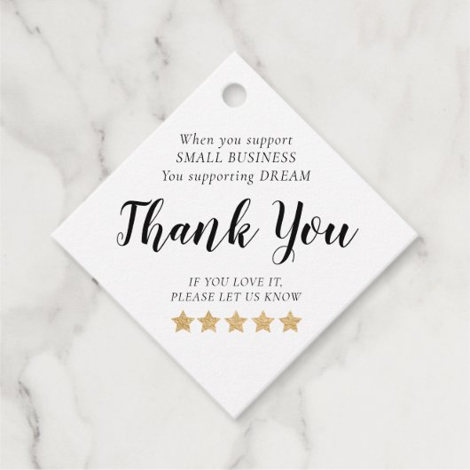 金ゴールドスターズスモールビジネスサンキューメッセージカード フェイバータグ (正面)