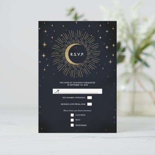 金ゴールドスターズナイトシタル日が差すことムーンRSVP 出欠カード (スタンド正面)
