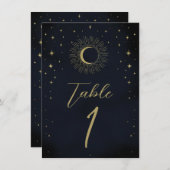 金ゴールドスターズナイトシナ日が差すことテーブル番号 招待状 (正面/裏面)