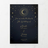 金ゴールドスターズナイトシナ日が差すことフォト結婚ズ 三つ折り招待状 (カバー)