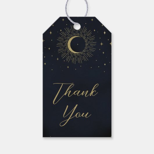 金ゴールドスターズナイトシナ日が差すことムーン結婚ズ ギフトタグ (正面)