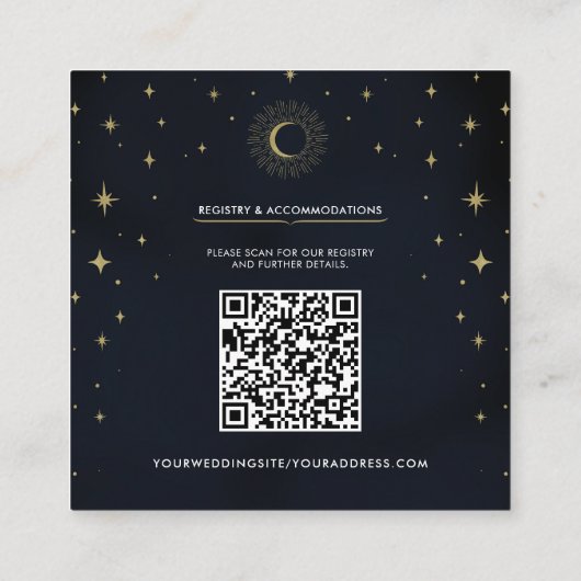 金ゴールドスターズナイトシナ日が差すことムーン結婚ズ スクエア名刺 (裏面)