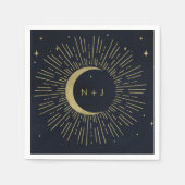 金ゴールドスターズナイトシナ日が差すことムーン結婚ズ スタンダードカクテルナプキン (正面)