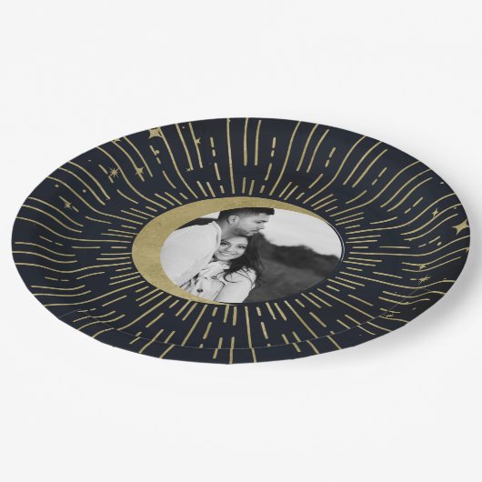 金ゴールドスターズナイトシナ日が差すことムーン結婚ズ ペーパープレート (アングル)