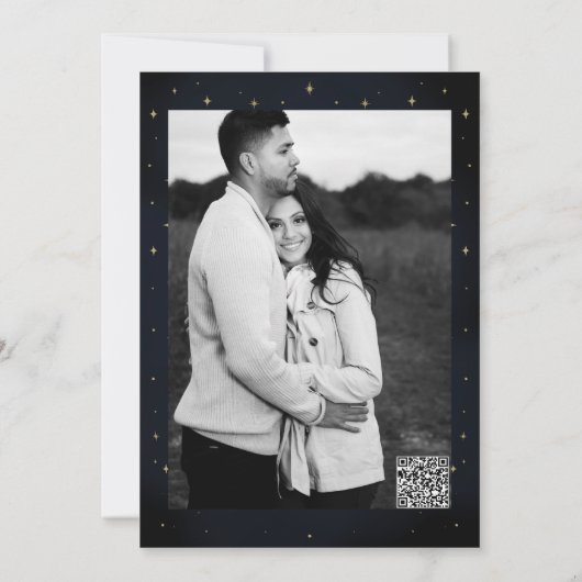 金ゴールドスターズナイトシナ日が差すことムーン結婚ズ 招待状 (裏面)