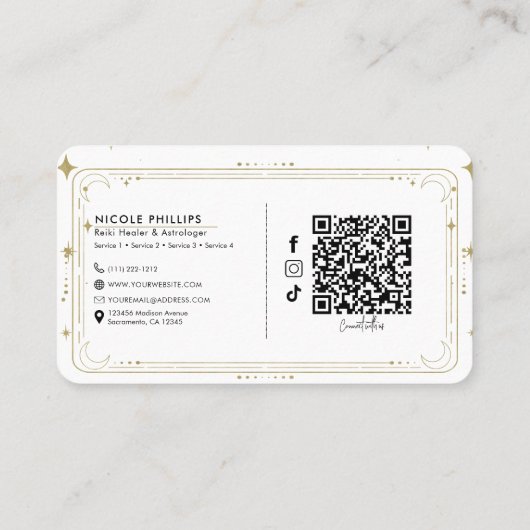 金ゴールドスターズナイトシナ日が差すことムーンQR 名刺 (裏面)