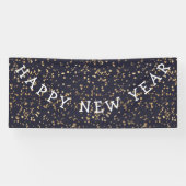 金ゴールドスターズネイビーブルーハッピーニューイヤー 横断幕 (横)