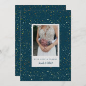 金ゴールドスターズネイビーブルーフラットサンキューカード サンキューカード (正面/裏面)