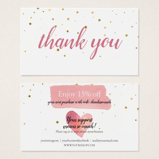 金ゴールドスターズピンクの水色ありがとう割引 (正面&裏面)