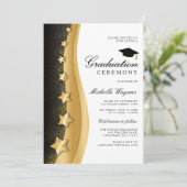 金ゴールドスターズブラック卒業式&パーティー 招待状 (スタンド正面)