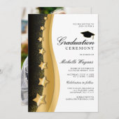 金ゴールドスターズブラック卒業式&パーティー 招待状 (正面/裏面)